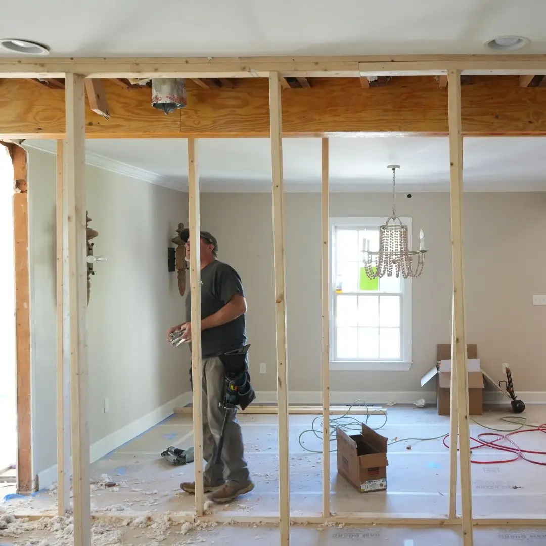 A Contractor removing load bearing walls in Cahaba Heights, AL.