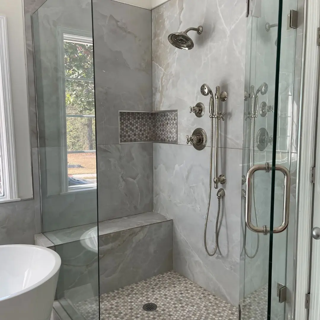 a glass shower door