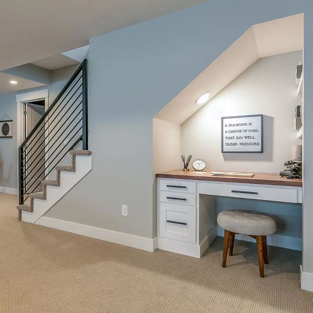 a bedroom with a bed and a chair in a room