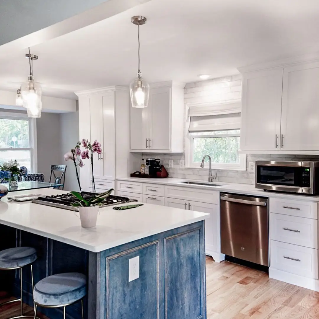 a kitchen island installed during our home renovation services.