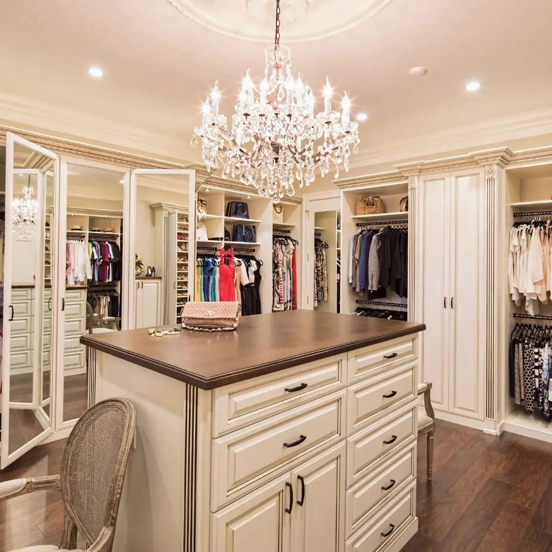 a room filled with furniture and a large window