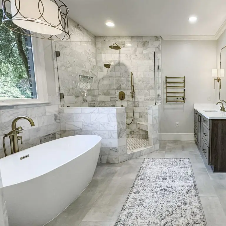 A fully remodeled bathroom featuring a walk-in shower, custom vanity, and modern finishes, showcasing a bathroom remodel average cost project with quality upgrades.